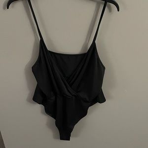 Black low cut bodysuit from SHEIN